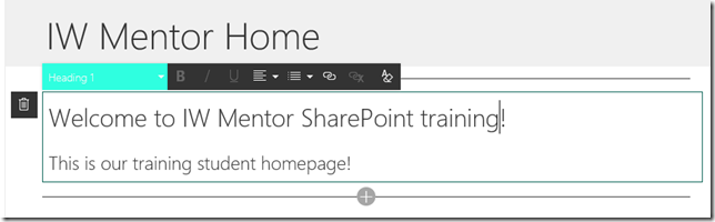 SharePoint modern page - text web part