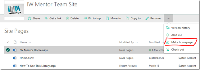 SharePoint publish modern site pages